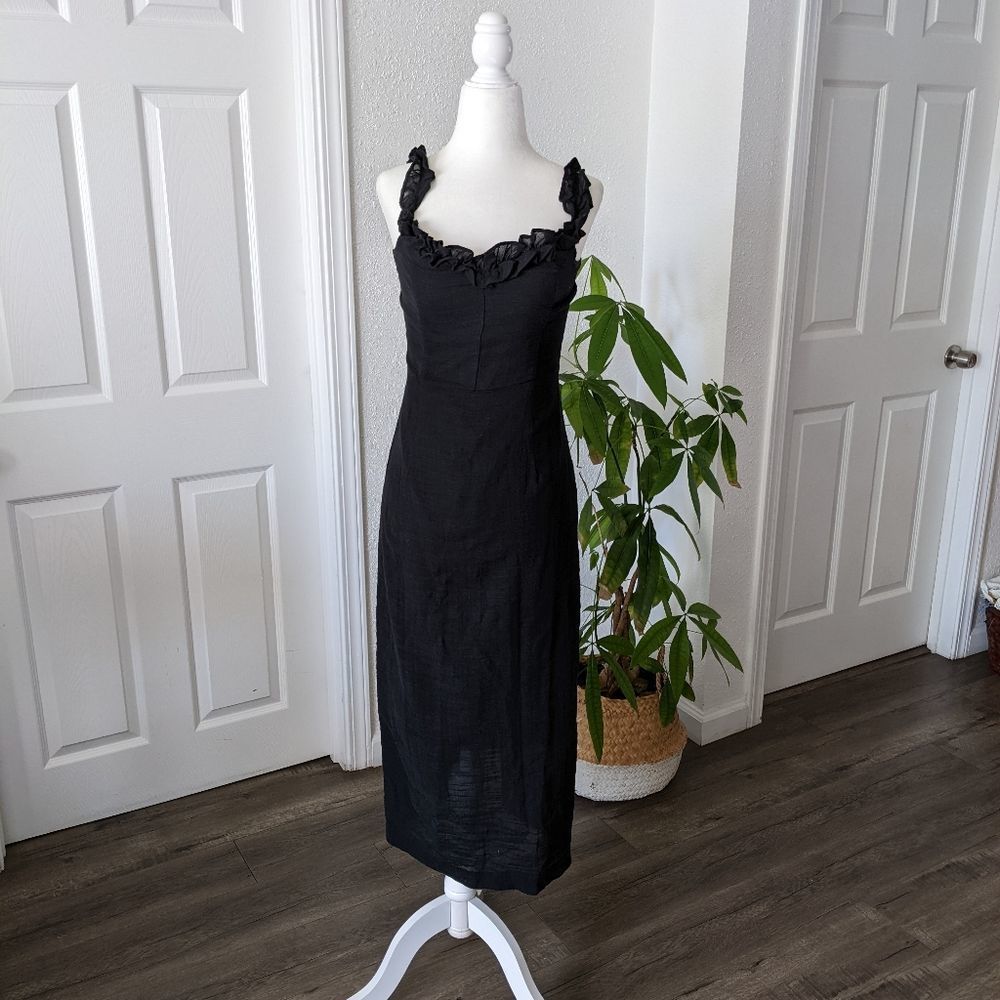 NWT Slide Show Linen ruffle dress